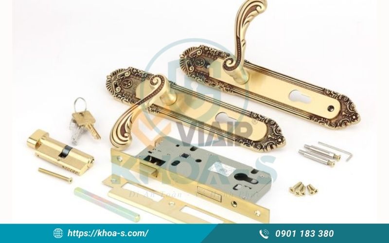 Khóa cửa phòng ngủ VIAIR 124-125-03 có màu vàng mờ sang trọng